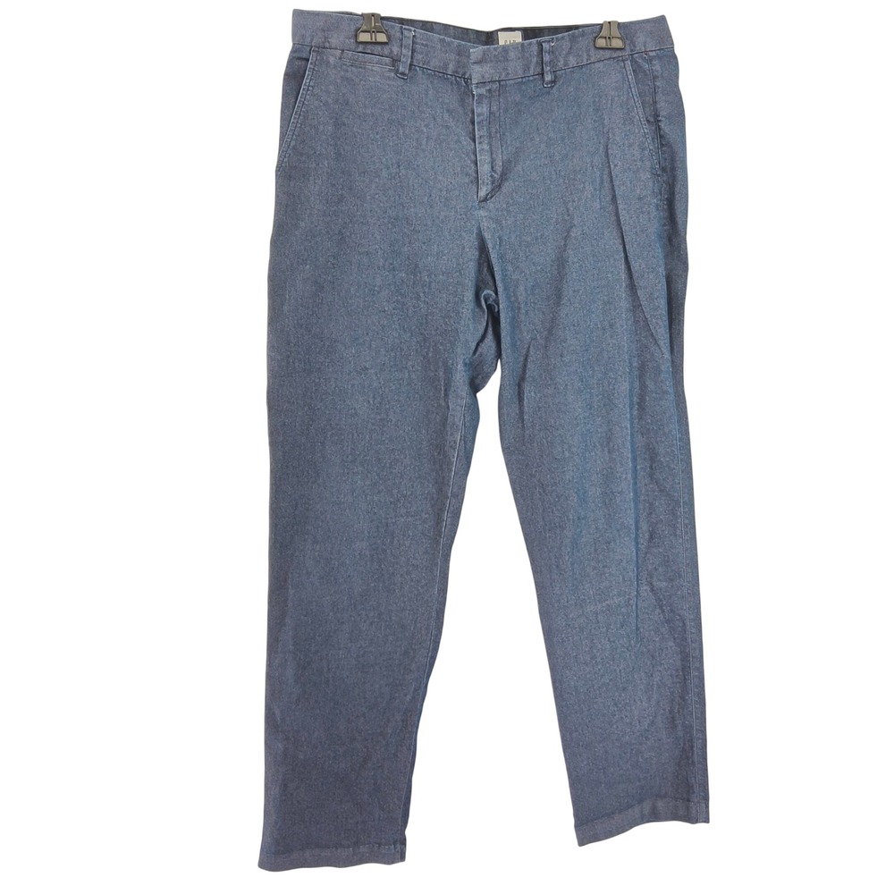 Gap Slim City Chino Pants Womens 12 Tall Blue Denim Look Stretch Trouser 6547